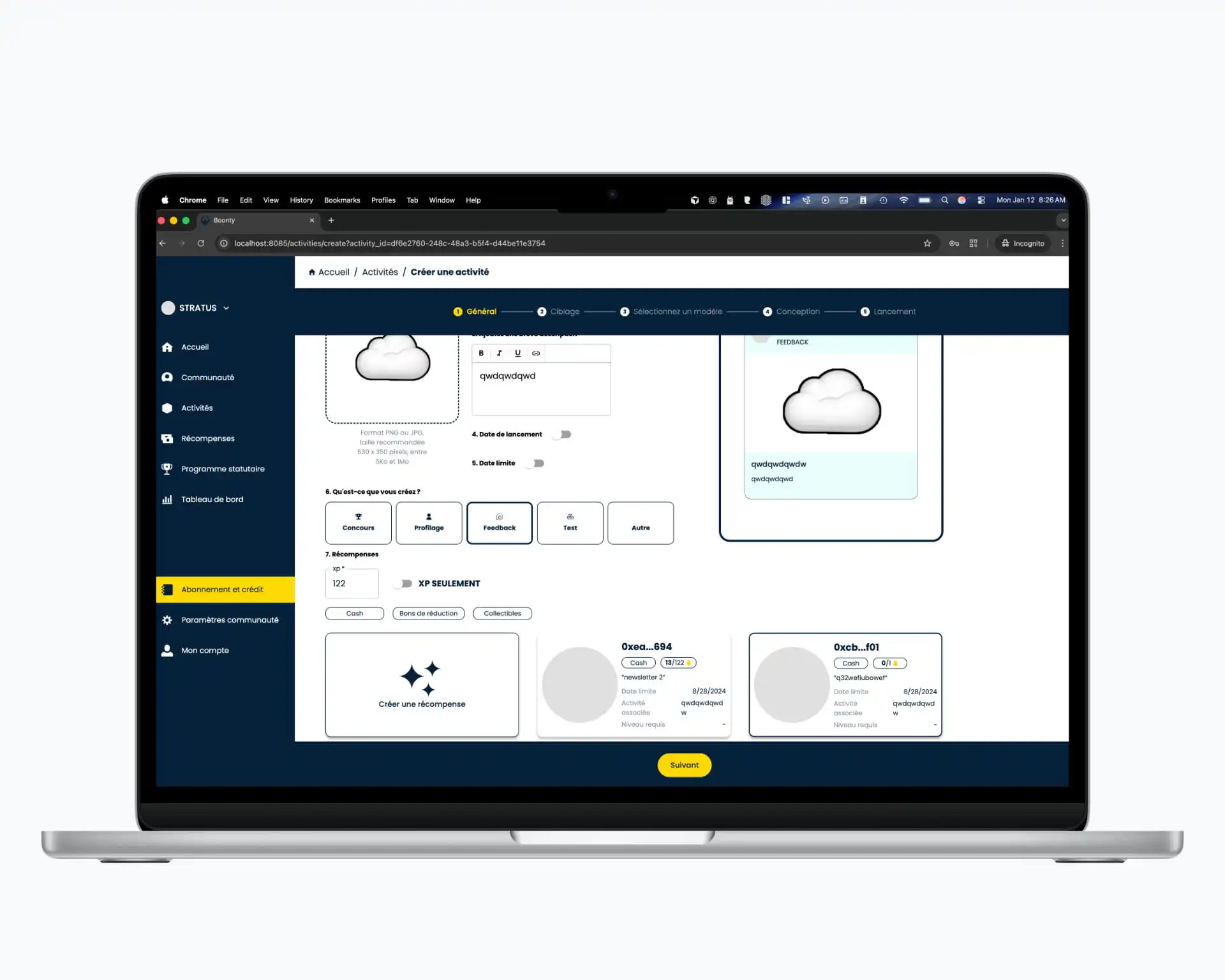 Boonty campaign creation interface